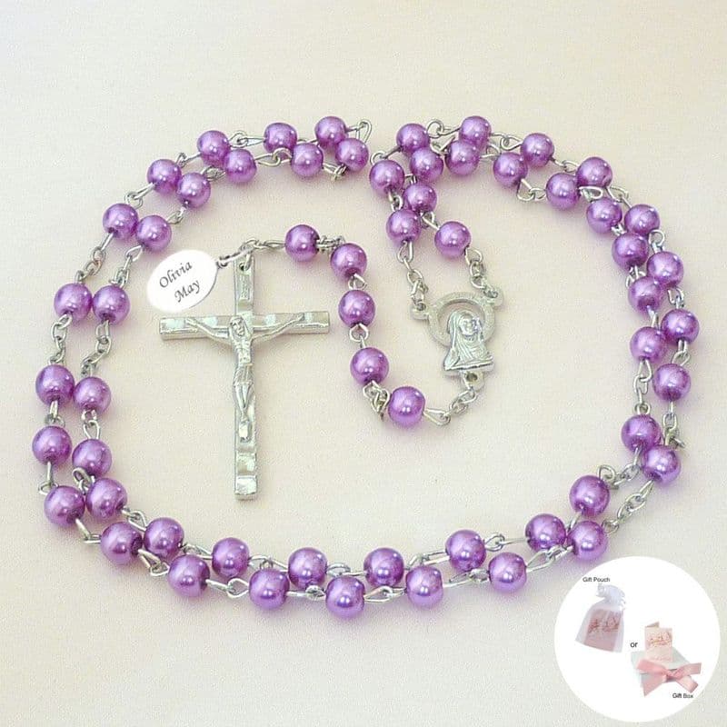 Personalised Rosary with Smaller Beads, mauve| Heaven's Blessings