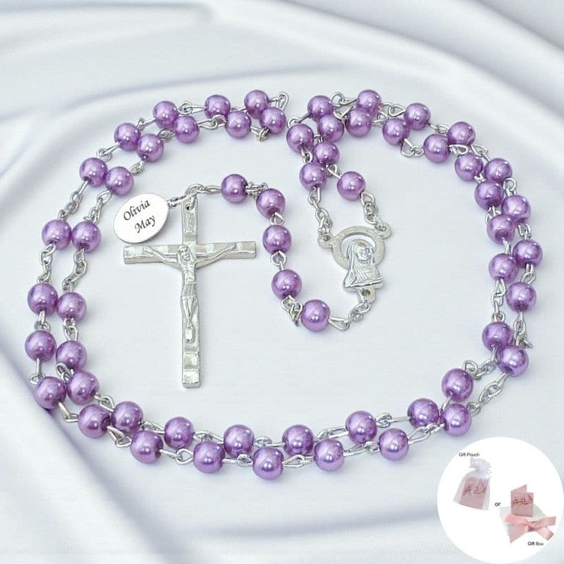 Personalised Rosary with Smaller Beads, mauve| Heaven's Blessings