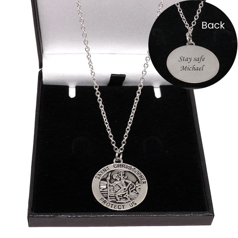 Personalised Saint Christopher Necklace. Engraved Gift for a Boy or Girl | Heavens Blessings