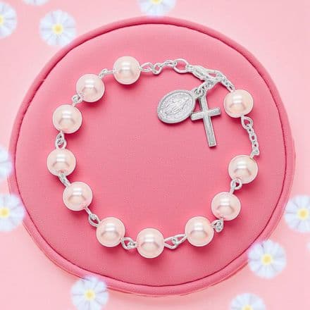 Pink Pearl Rosary Bracelet