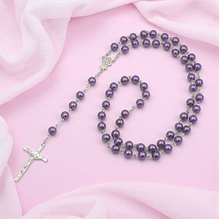 Purple Pearl Rosary Beads