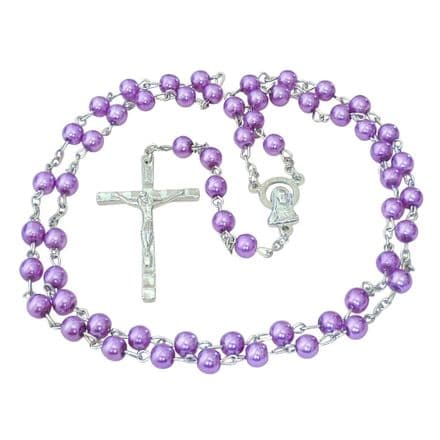 Rosary Beads for A Girl or Boy, Mauve Pearls