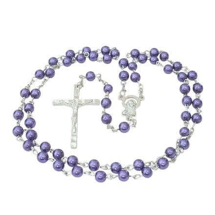 Rosary Beads for A Girl or Boy, Purple Pearls