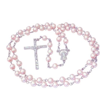 Rosary Beads for A Girl, Pale Pink Pearls