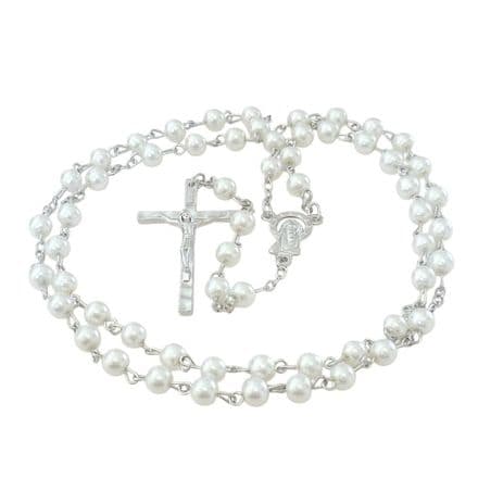 Rosary Beads for a Girl, Small White Pearls