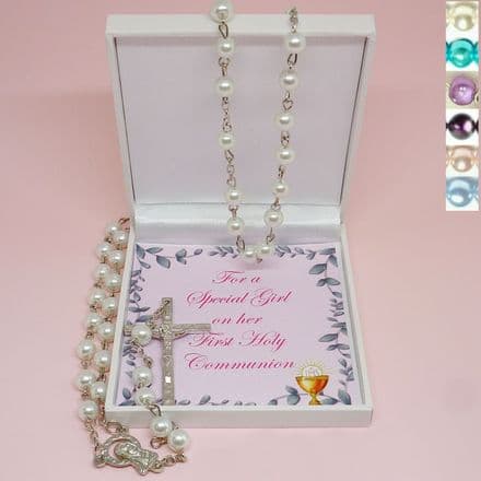 Rosary Beads for A Girls First Holy Communion
