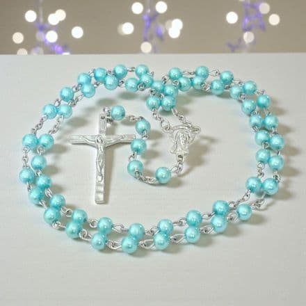 Rosary for a Child in Turquoise Pearls