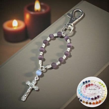 Rosary Keyring or Bag charm with Crucifix