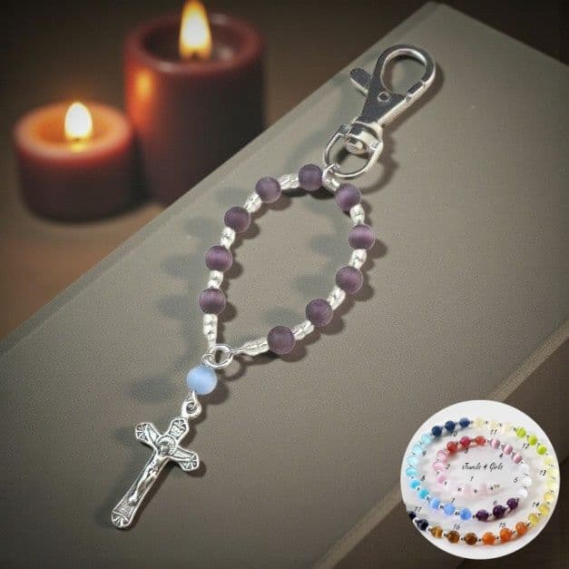 Catholic Bag Charm or Keyring with Crucifix | Heaven's Blessings