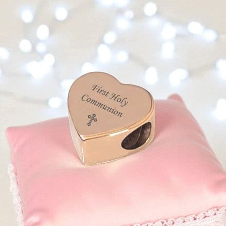 Rose Gold, Personalised Heart Charm Bead with Engraving