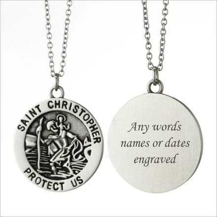 Saint Christopher Necklace, Personalised with Engraving