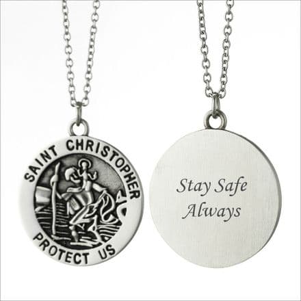 Saint Christopher Necklace, Personalised with Engraving