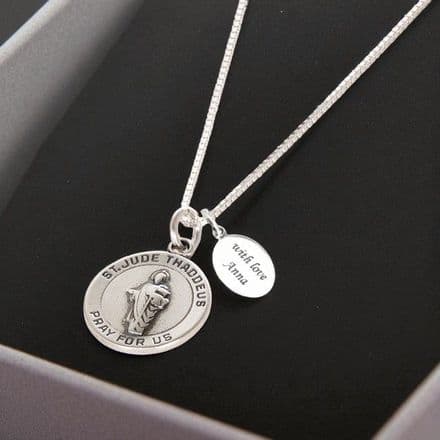Saint Jude Medal Necklace - Optional Engraving
