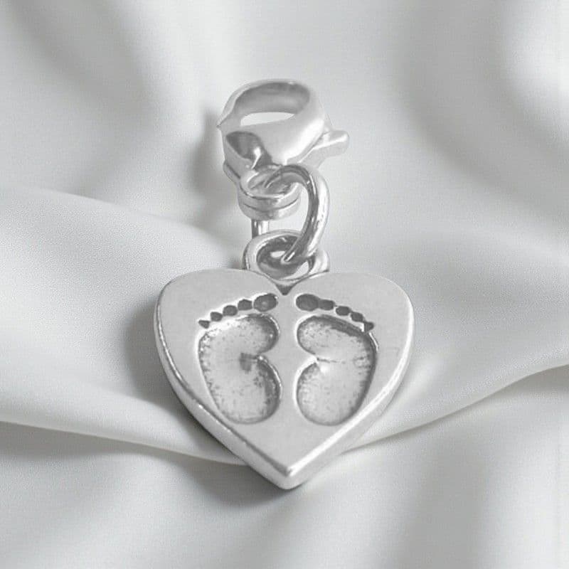 Silver Footprints Charm on Lobster Clasp | Heaven's Blessings