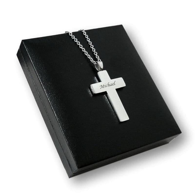 Stainless Steel Cross with Engraving for Man or Boy | Heavens Blessings
