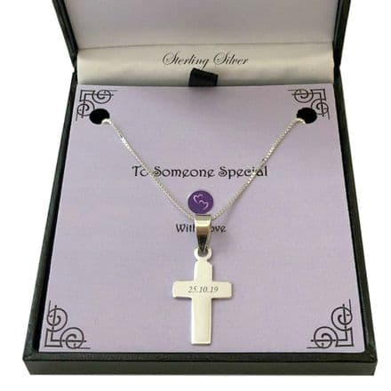 Sterling Silver Cross with Engraving for Man or Boy