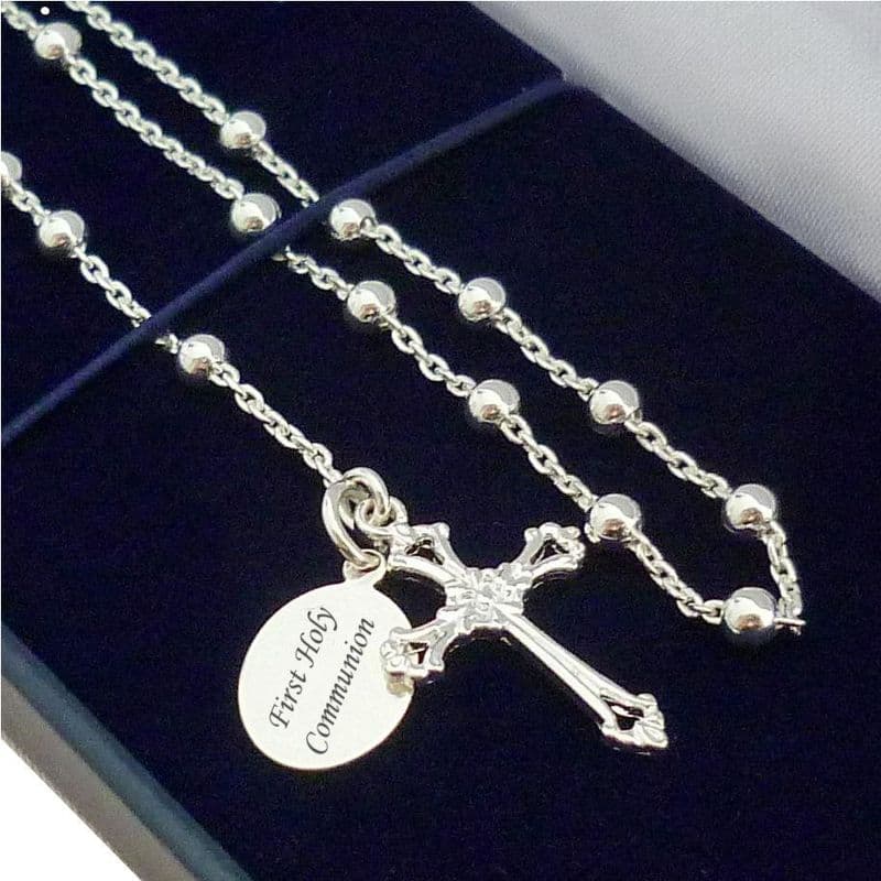 Sterling Silver Rosary Beads, Personalised with Any Engraving| Heavens Blessings