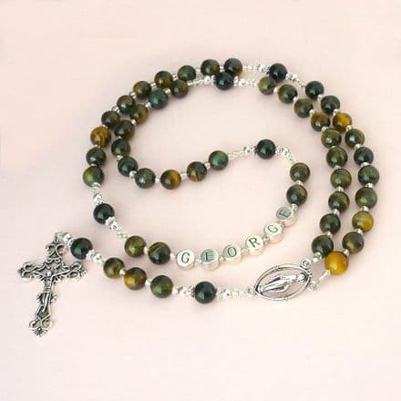 Tigers Eye Rosary Beads with Name