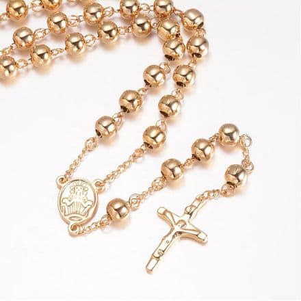 Very High Quality Rosary Beads, Gold Steel Beads, Communion, Baptism...
