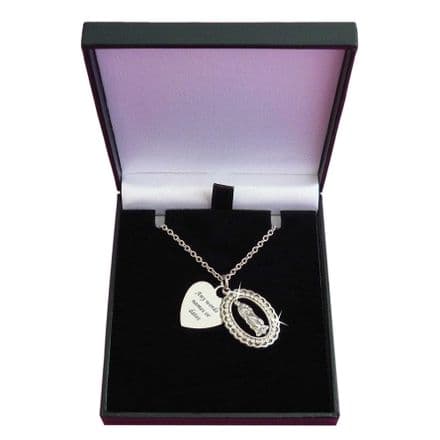 Virgin Mary Necklace, Engraved Pendant, Miraculous Medal, Communion Gift