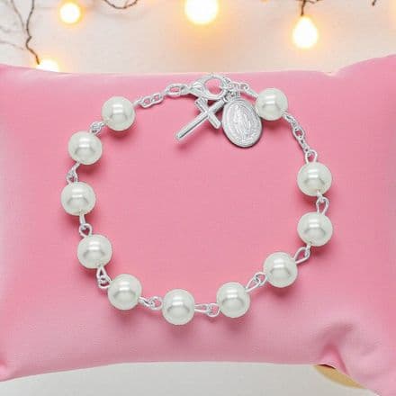 White Pearl Rosary Bracelet