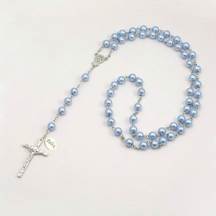 Wired Personalised Rosary in Pale Blue | Heaven's Blessings