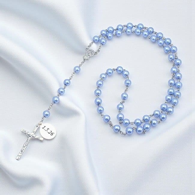 Wired Personalised Rosary in Pale Blue | Heaven's Blessings