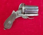 6 shot 7mm pin-fire pepper-box revolver. Circa 1865. Ref 4144