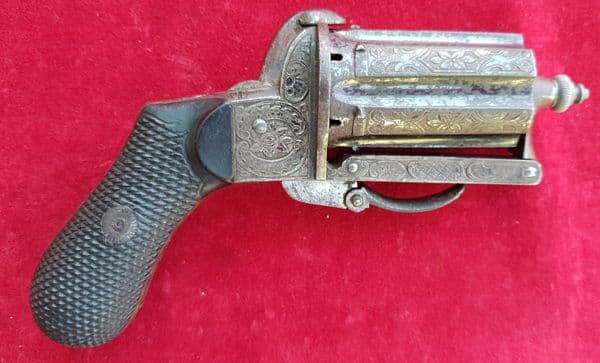7mm pinfire pepperbox revolver engraved Bayet Fres Brevetes. Ref 2822. Was £1,400 now