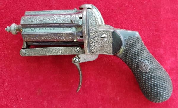 7mm pinfire pepperbox revolver engraved Bayet Fres Brevetes. Ref 2822. Was £1,400 now