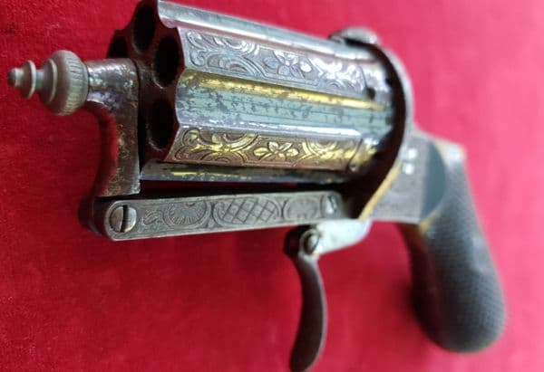 7mm pinfire pepperbox revolver engraved Bayet Fres Brevetes. Ref 2822. Was £1,400 now