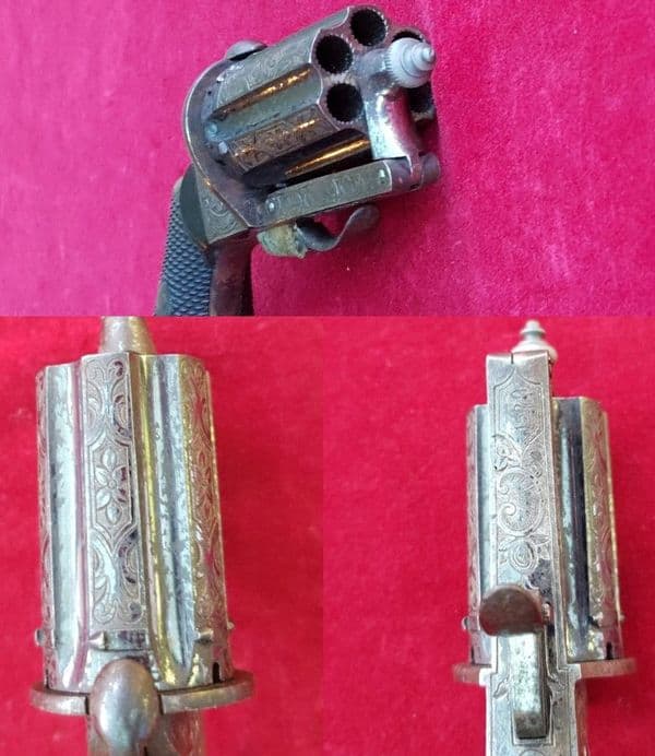 7mm pinfire pepperbox revolver engraved Bayet Fres Brevetes. Ref 2822. Was £1,400 now