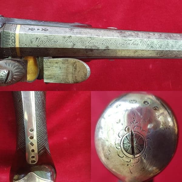 A fine Flintlock Duelling Pistol by Wagdon, London. Circa 1810.Ref 9382