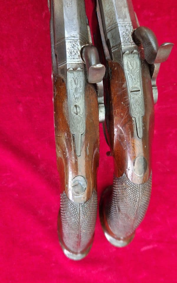 A fine pair of German .58 calibre  percussion target pistols by Hartmann Hamburg. C. 1840. Ref 4334.