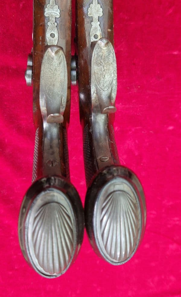 A fine pair of German .58 calibre  percussion target pistols by Hartmann Hamburg. C. 1840. Ref 4334.