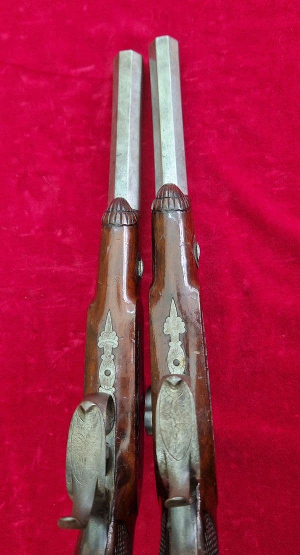 A fine pair of German .58 calibre  percussion target pistols by Hartmann Hamburg. C. 1840. Ref 4334.