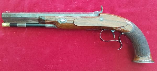A  fine percussion duelling pistol by William Ellis, SUPERB CONDITION. Circa 1830. Ref 1298.