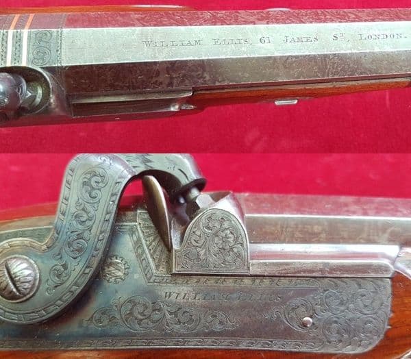 A  fine percussion duelling pistol by William Ellis, SUPERB CONDITION. Circa 1830. Ref 1298.