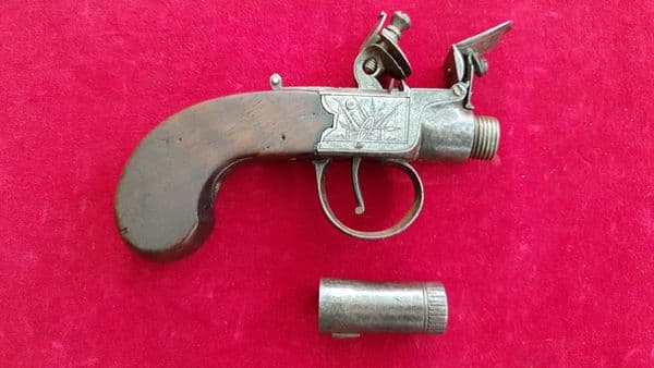 A good quality English Flintlock Boxlock pistol by DUNDERDALE, MABSON, LABRON. Ref 2196