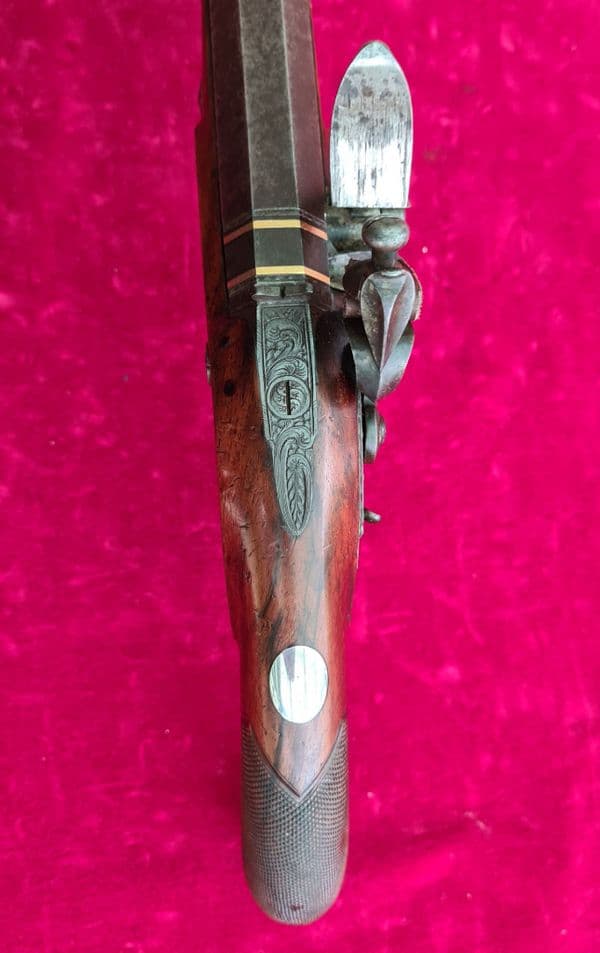 A high quality Flintlock Duelling pistol engraved in gold T. Allport. Ref 3503. Was £3,650 now