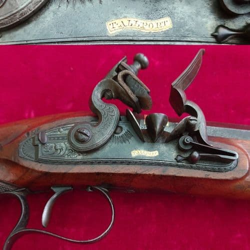 A high quality Flintlock Duelling pistol engraved in gold T. Allport. Ref 3503. Was £3,650 now