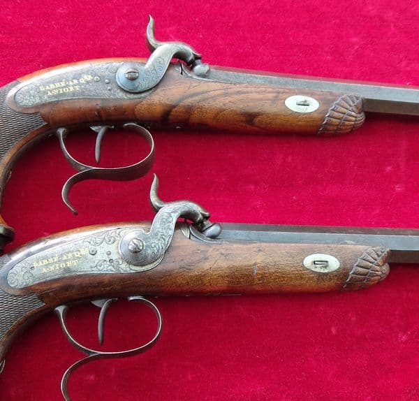 A Pair of French percussion target pistols by LABBE of Niort. Ref 3894. Was £1,950 now