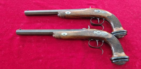 A Pair of French percussion target pistols by LABBE of Niort. Ref 3894. Was £1,950 now