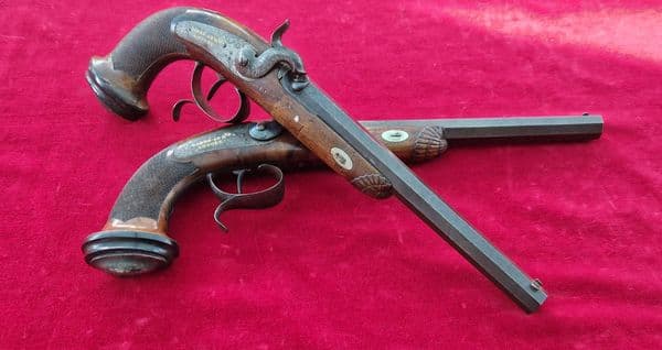 A Pair of French percussion target pistols by LABBE of Niort. Ref 3894. Was £1,950 now