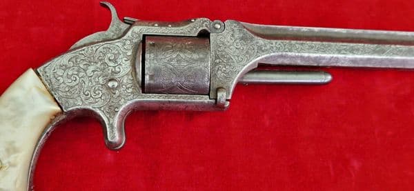 A rare American Civil War era .32 cal rim-fire Smith & Wesson factory engraved revolver, Ref 4258.
