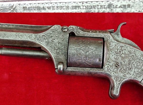 A rare American Civil War era .32 cal rim-fire Smith & Wesson factory engraved revolver, Ref 4258.