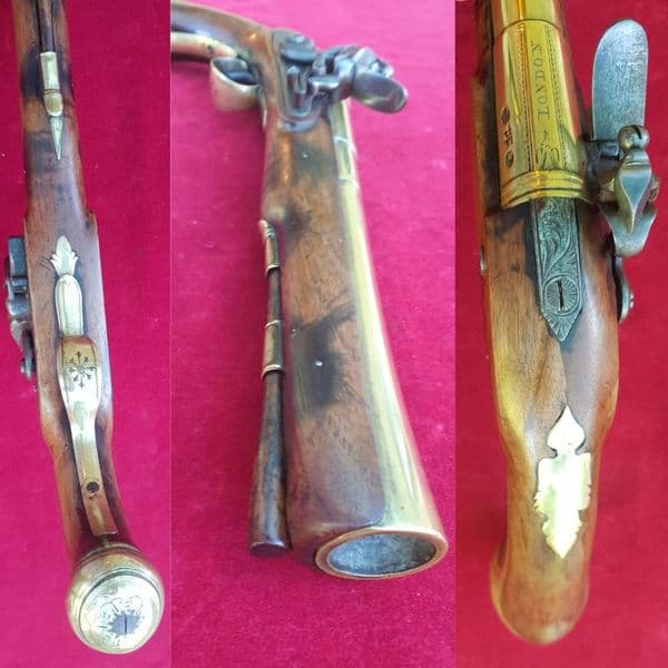 A rare brass barrelled Blunderbuss pistol by THOMAS JEFFREYS LONDON. Ref 2332.