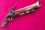A rare Flintlock brass barrel NAVAL Blunderbuss pistol made by BOND of London circa 1800. Ref 3888.