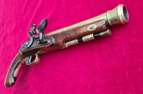 A rare Flintlock brass barrel NAVAL Blunderbuss pistol made by BOND of London circa 1800. Ref 3888.
