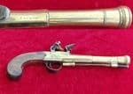 A rare Napoleonic brass Flintlock Blunderbuss Officer's pistol by J. CASH. C. 1799-1811. Ref 3786.